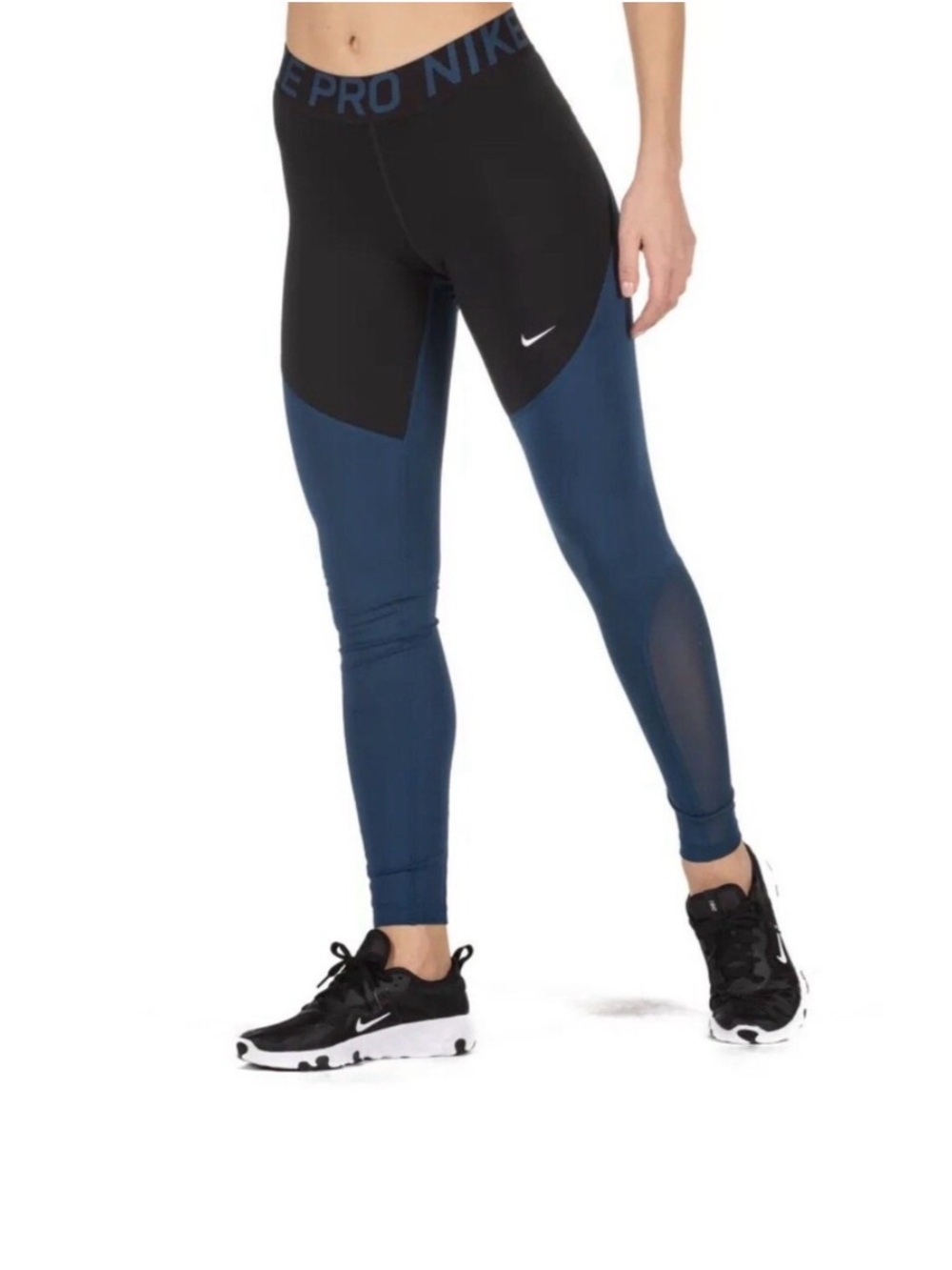 Nike Black and Navy Colorblock Pro Leggings